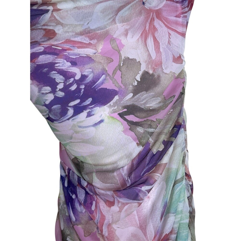 Anthropologie BHLDN Maxi Dress Womens Size L Purple Pink Floral off the shoulder - Picture 5 of 10